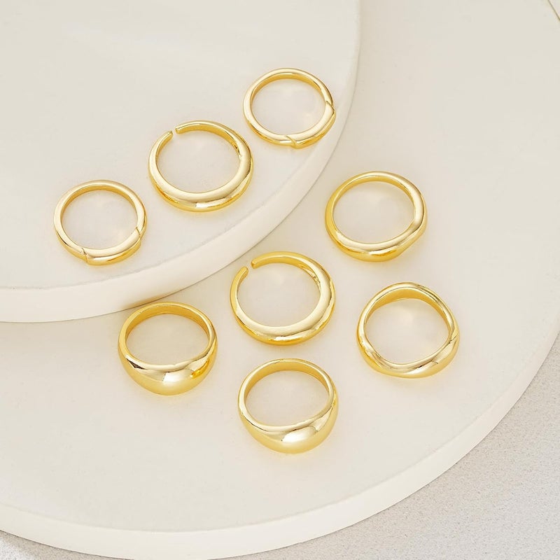 17mile Chunky Gold Stackable Rings for Women Non Tarnish, 18K Gold-Plated Statement Open Stacking Rings, Knuckle Band Ring Set - Image 4